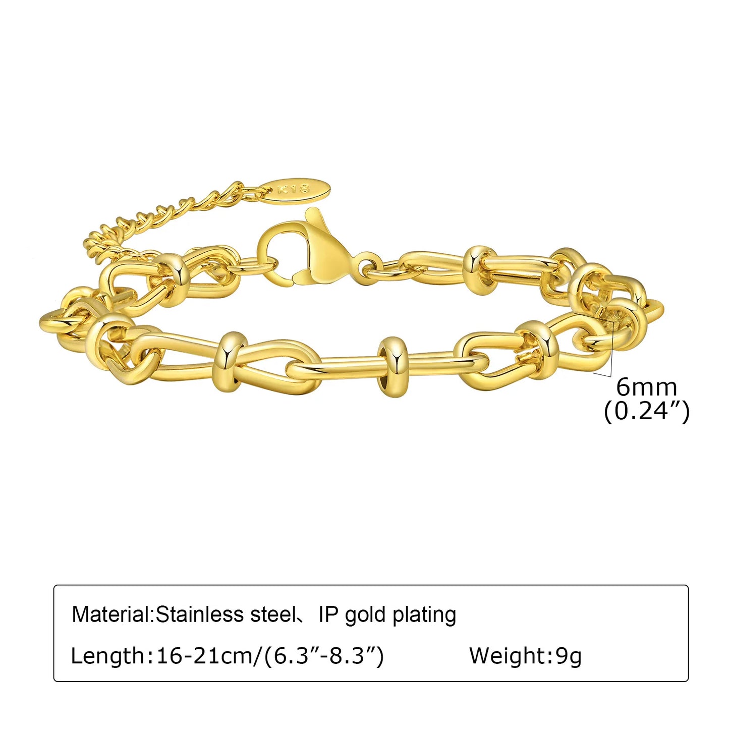 Gold Plated Bracelet Link Chain (single piece) W9