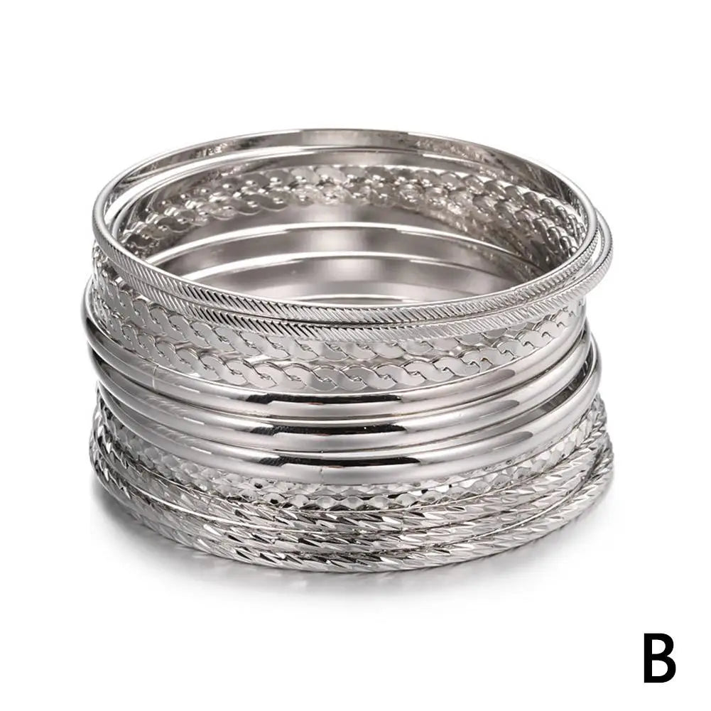 Gold Plated Bangles 12 pieces set W11