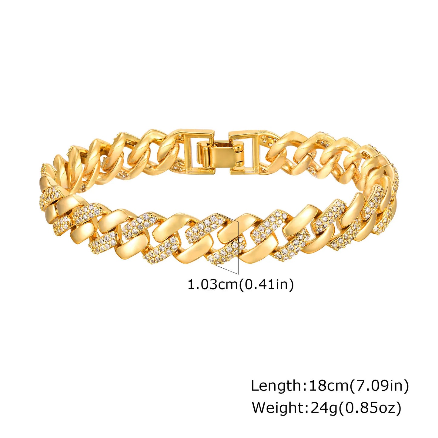 Gold Plated Chain & Link Bracelet W1