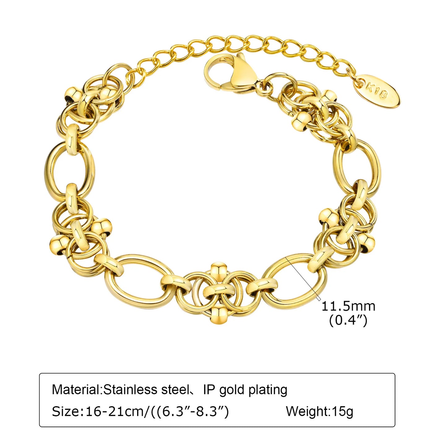 Gold Plated Bracelet Link Chain (single piece) W9