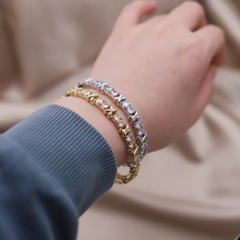 Gold Plated & Zirconia Crystals Bangles