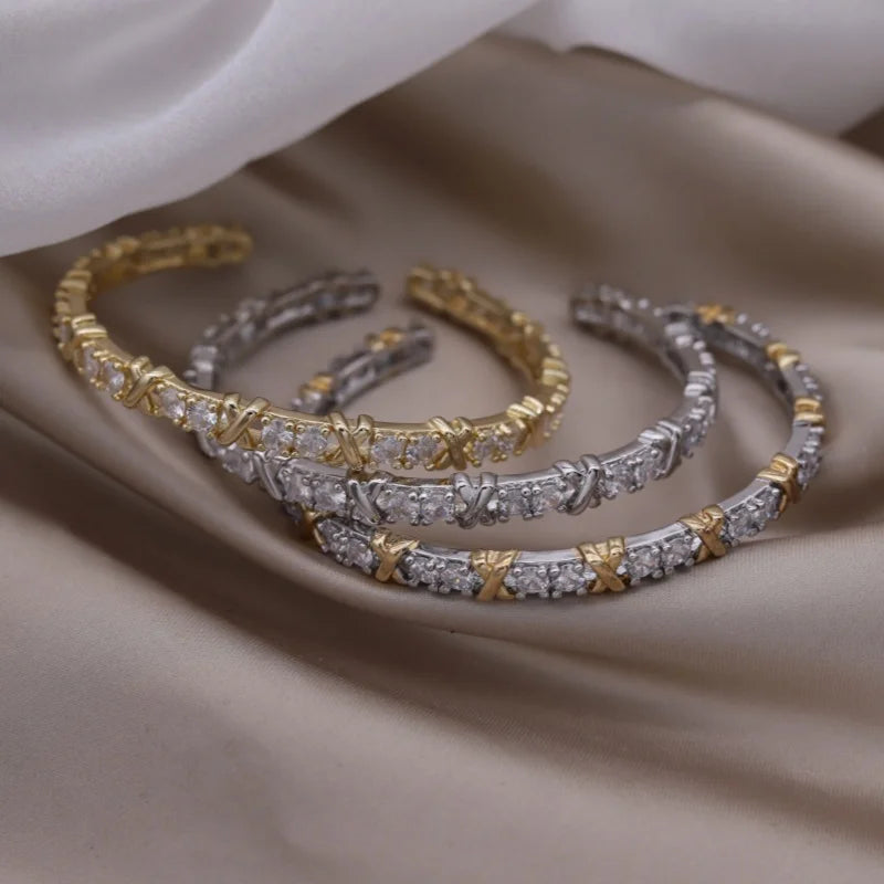 Gold Plated & Zirconia Crystals Bangles