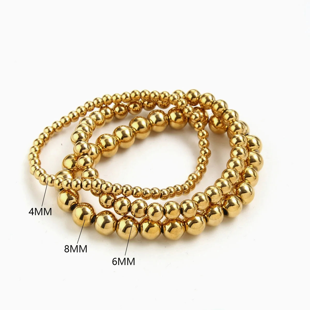 Gold Plated Stainless Steel Beaded Bracelet W8