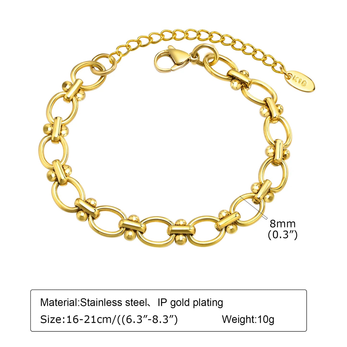 Gold Plated Bracelet Link Chain (single piece) W9