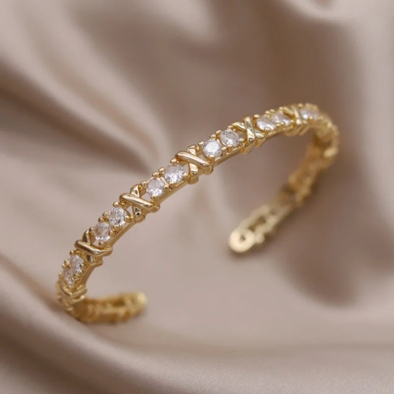 Gold Plated & Zirconia Crystals Bangles