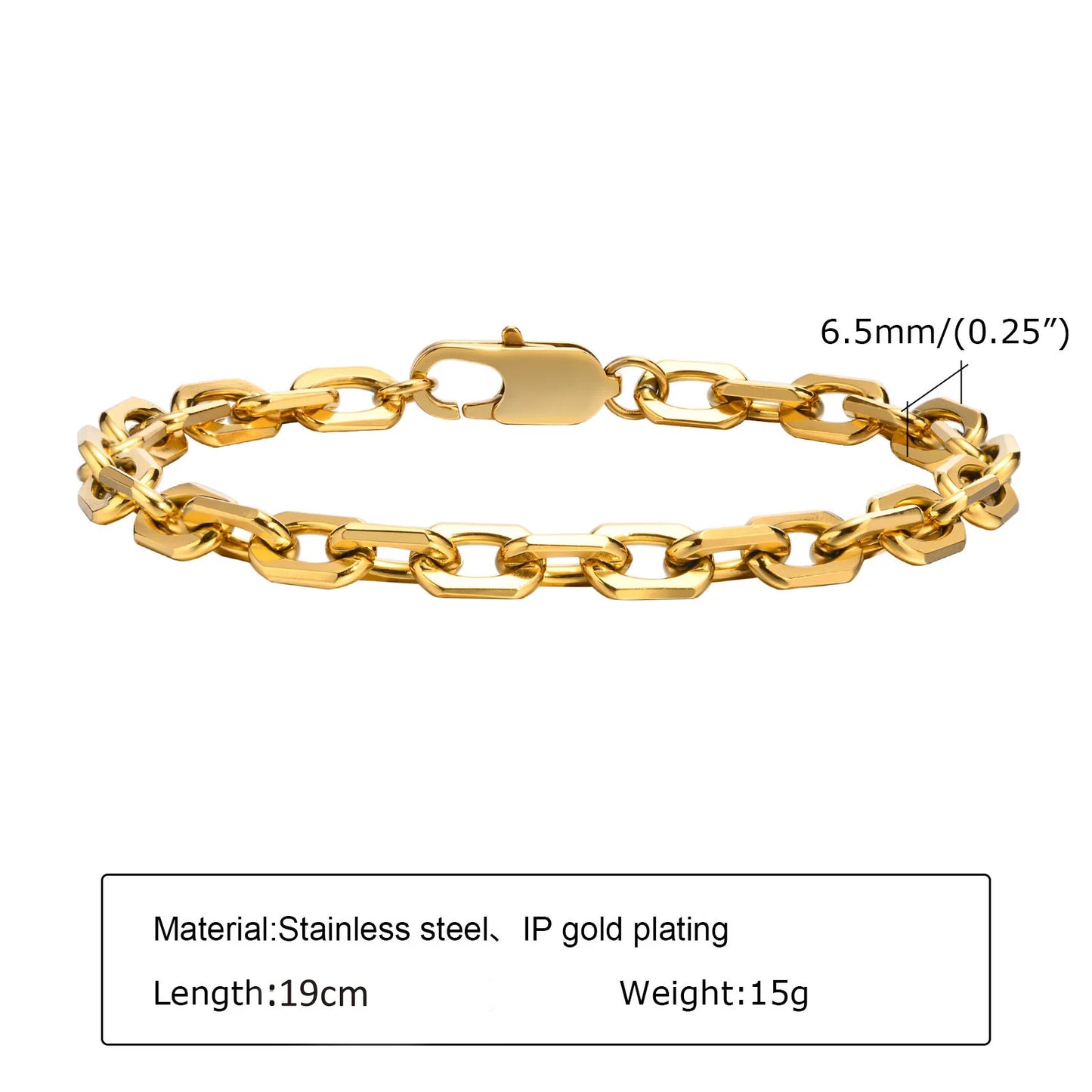 Gold Plated Bracelet Link Chain (single piece) W9