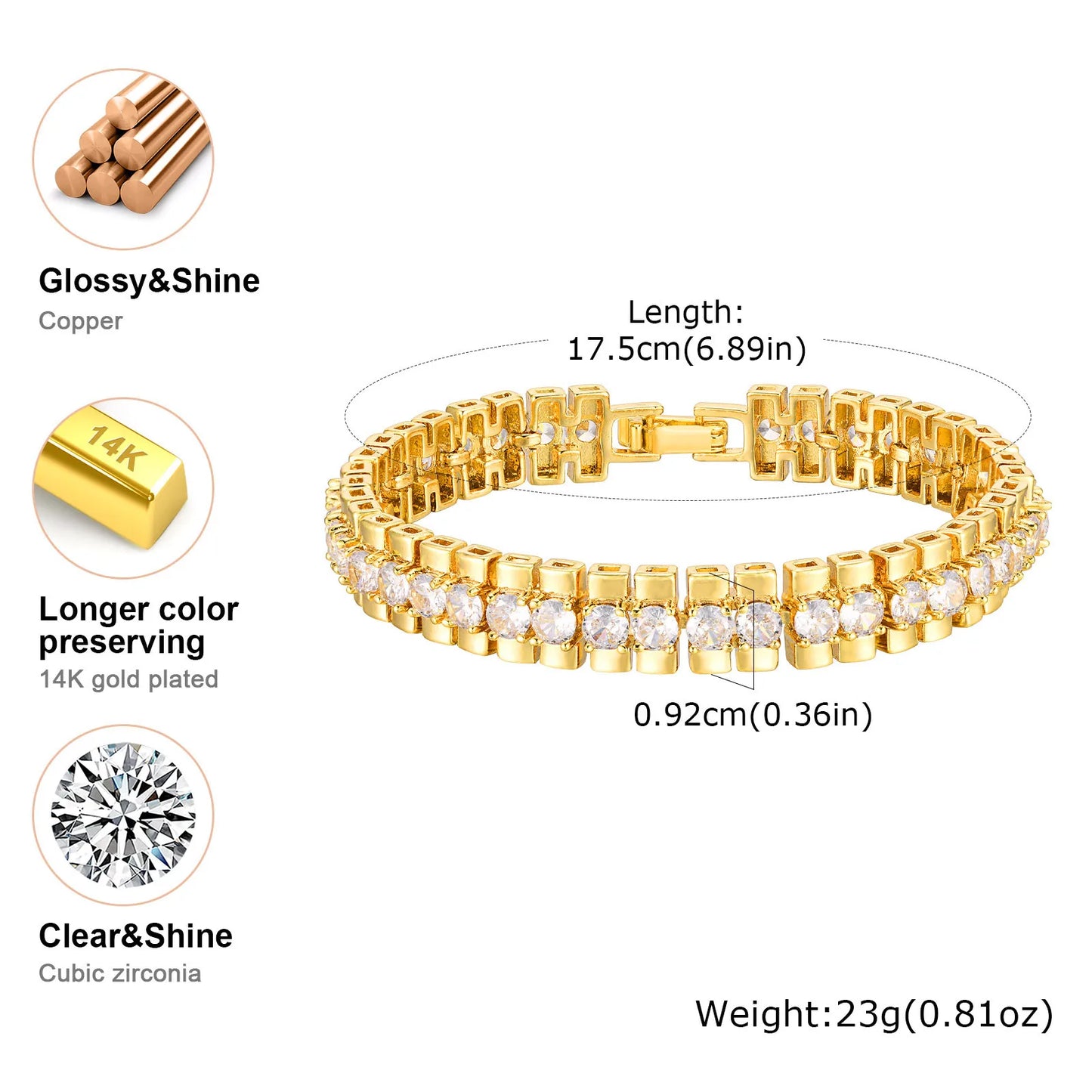 Gold Plated Chain & Link Bracelet W1