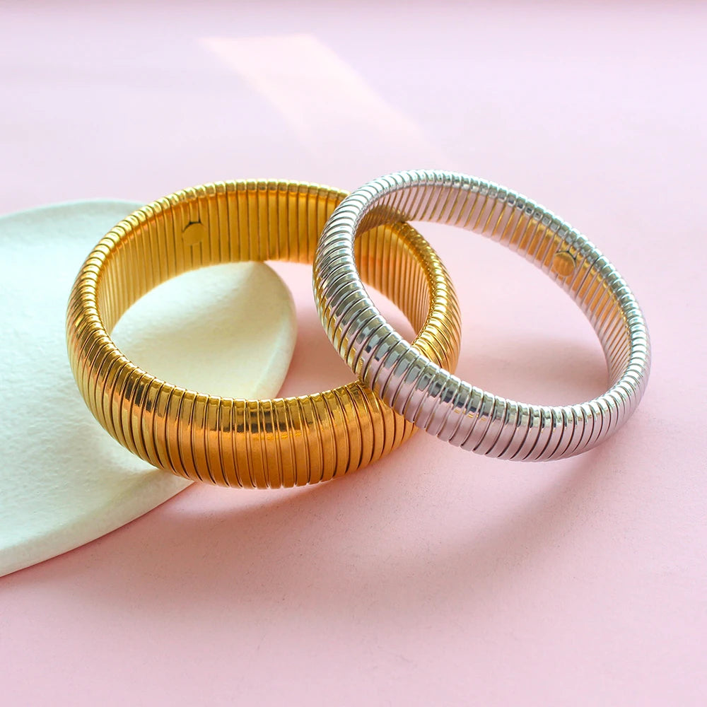 Fashion Bangle Elastic Gold Plated W5