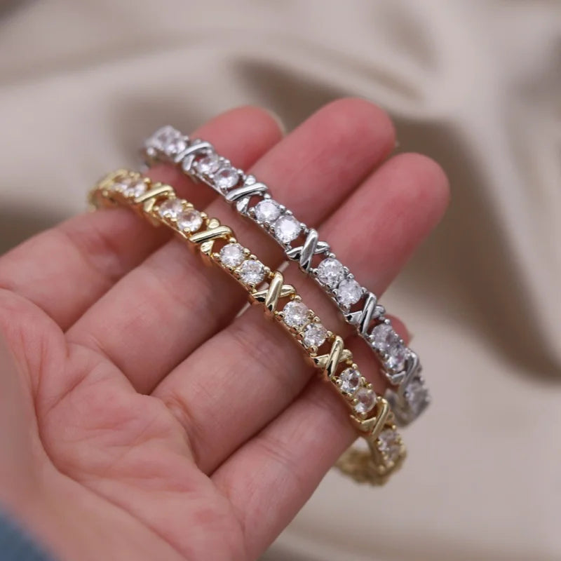 Gold Plated & Zirconia Crystals Bangles