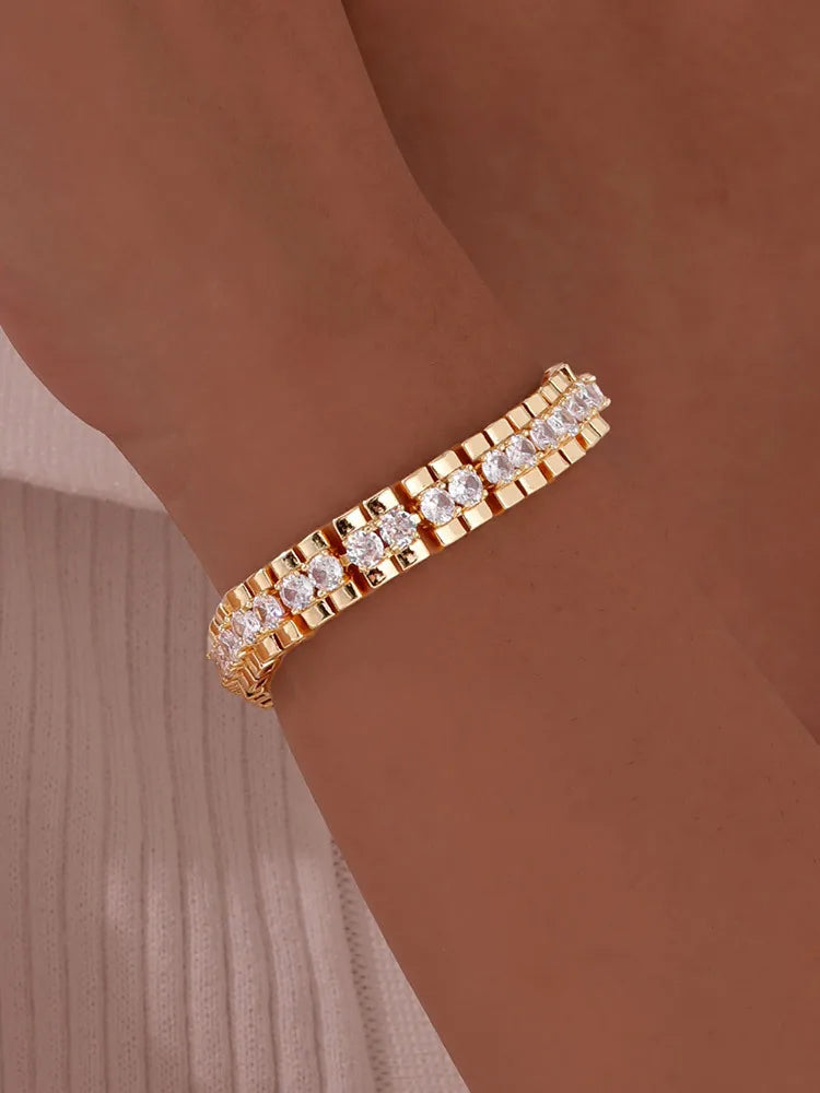 Gold Plated Chain & Link Bracelet W1
