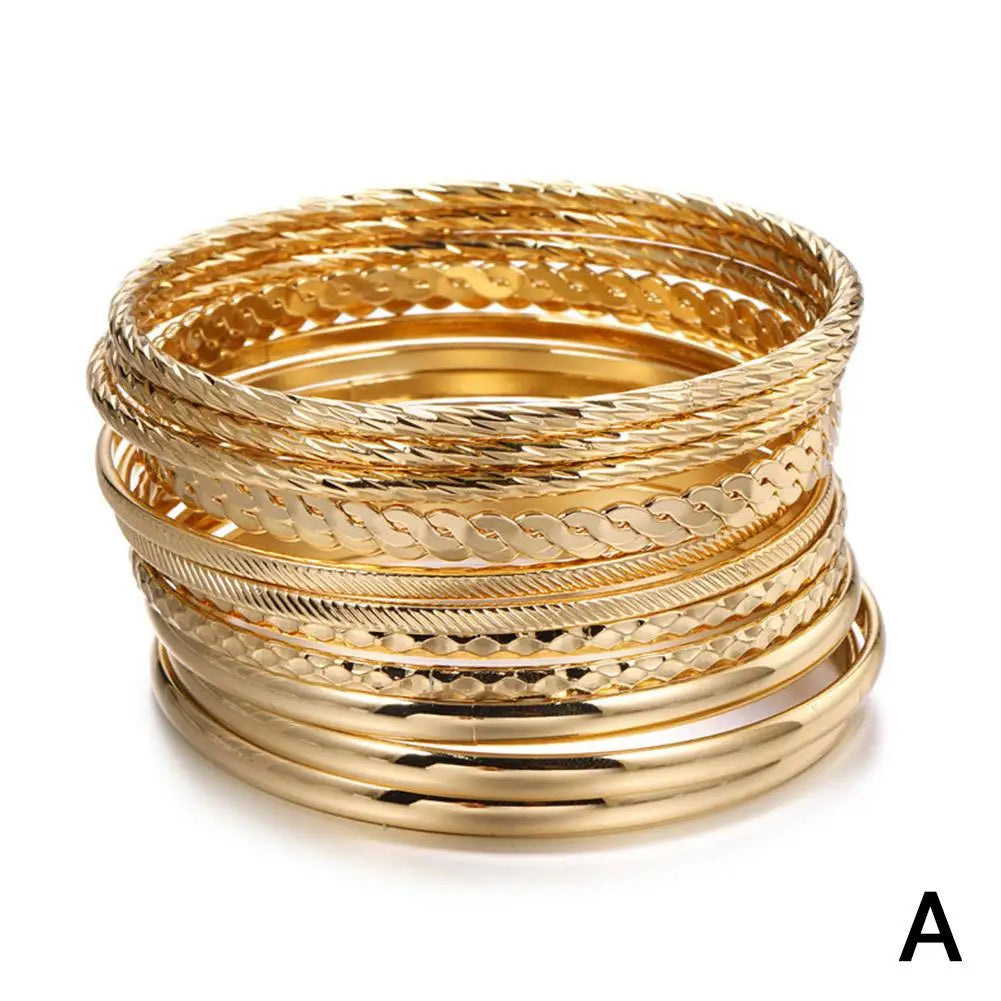 Gold Plated Bangles 12 pieces set W11
