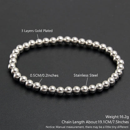 Gold Plated Stainless Steel Beaded Bracelet W8