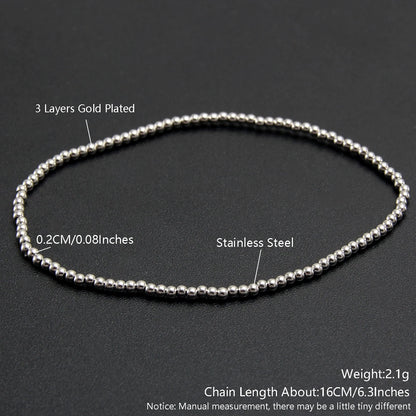 Gold Plated Stainless Steel Beaded Bracelet W8