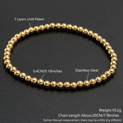 Gold Plated Stainless Steel Beaded Bracelet W8