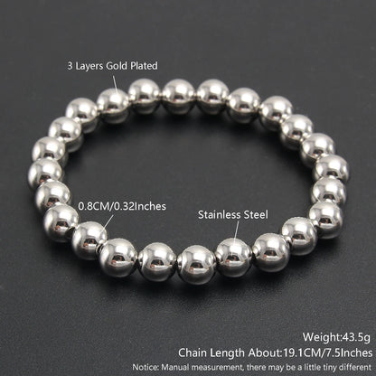 Gold Plated Stainless Steel Beaded Bracelet W8