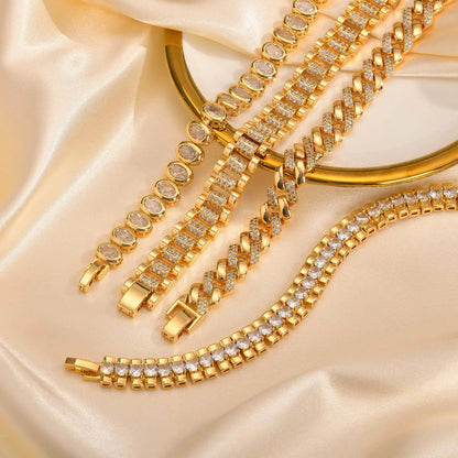 Gold Plated Chain & Link Bracelet W1