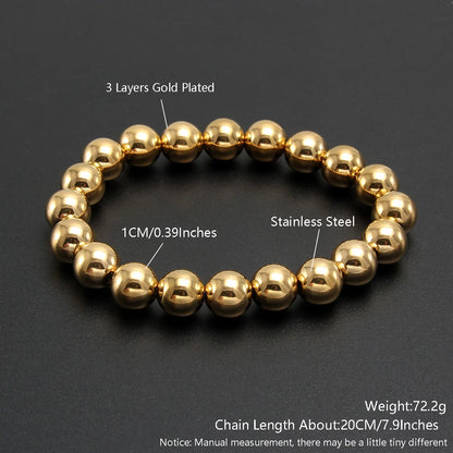 Gold Plated Stainless Steel Beaded Bracelet W8