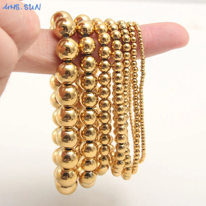 Gold Plated Stainless Steel Beaded Bracelet W8