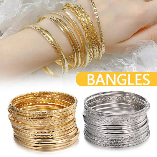 Gold Plated Bangles 12 pieces set W11