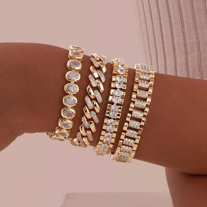 Gold Plated Chain & Link Bracelet W1