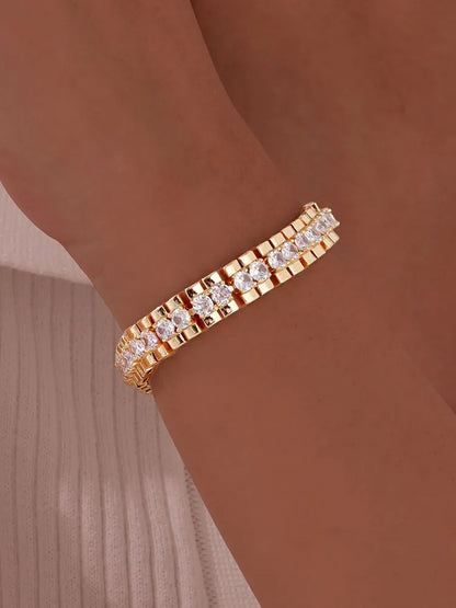 Gold Plated Chain & Link Bracelet W1