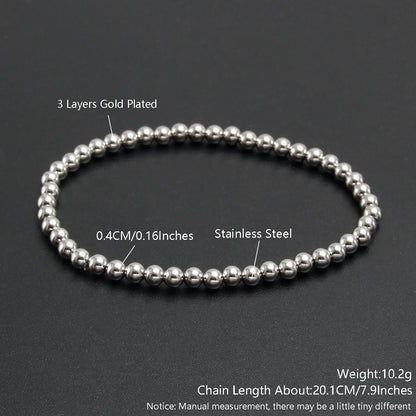 Gold Plated Stainless Steel Beaded Bracelet W8