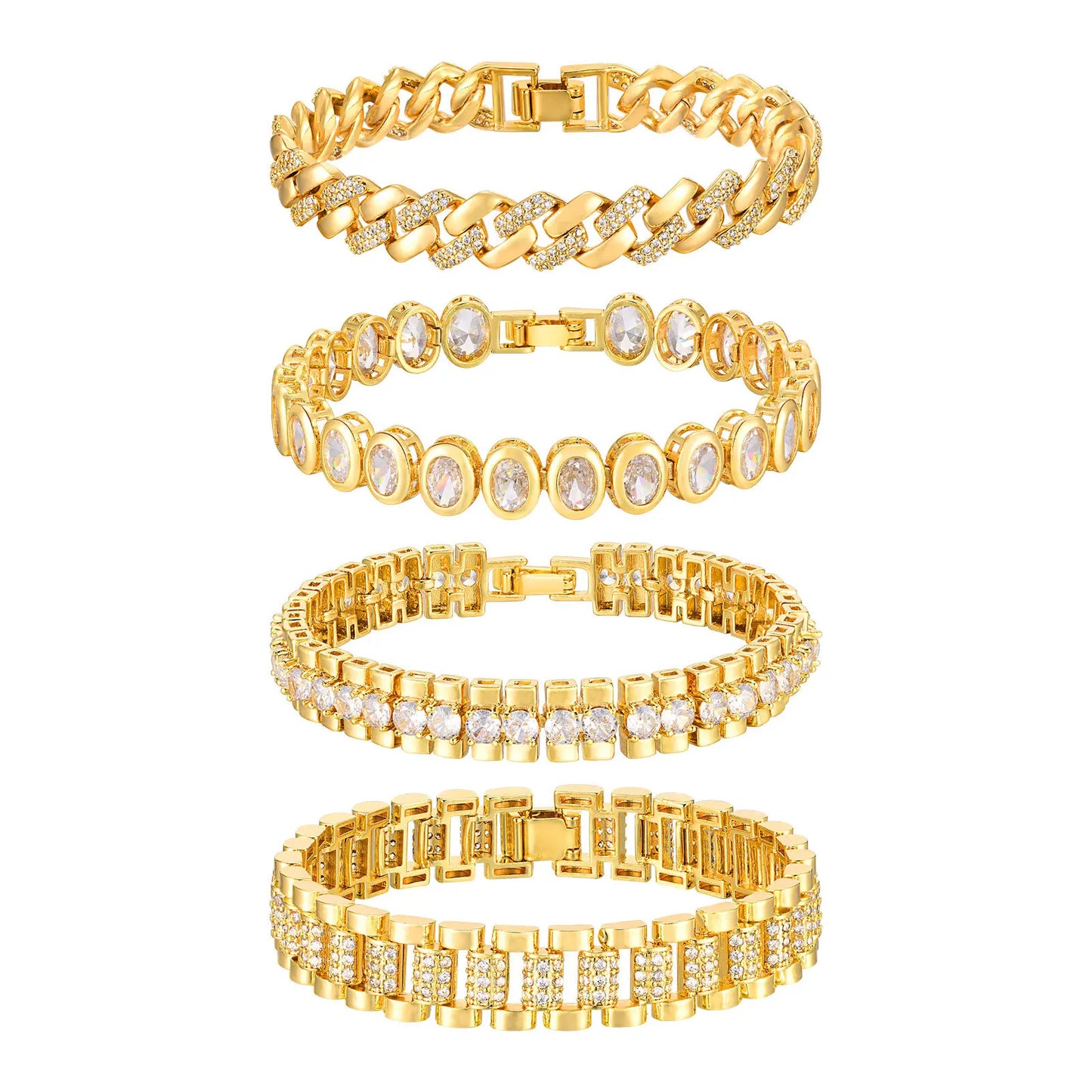 Gold Plated Chain & Link Bracelet W1