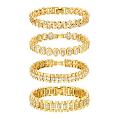 Gold Plated Chain & Link Bracelet W1