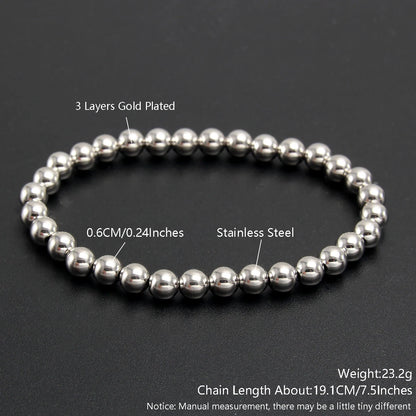 Gold Plated Stainless Steel Beaded Bracelet W8